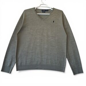Polo Ralph Lauren Men's Size XXL Slim Fit Wool Blend V-Neck Sweater Grey